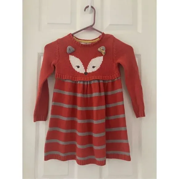 Nula Bug Knit Dress Size 4T Girls Orange Gray - Picture 3 of 6